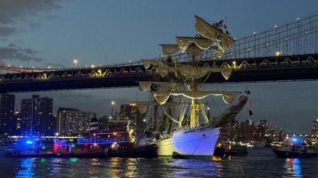 Video shows ship crashing into Brooklyn Bridge – BBC