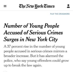 Number of Young People Accused of Serious Crimes Surges in New York City – The New York Times